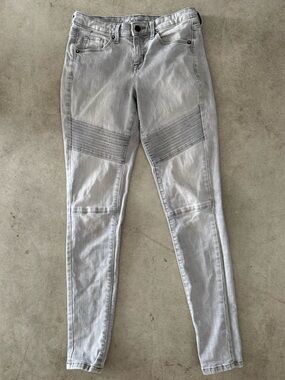 Mossimo Supply Co. Light Gray Skinny Moto Jeans